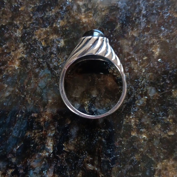 Vintage Onyx Spiral Ring Sterling Silver - Picture 3 of 6